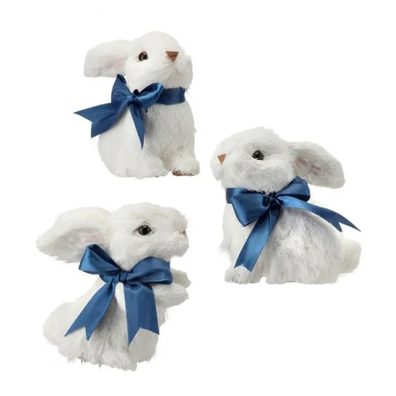 Conejito Cinta - Set 3 Color Azul - Blanco De 11 Cm