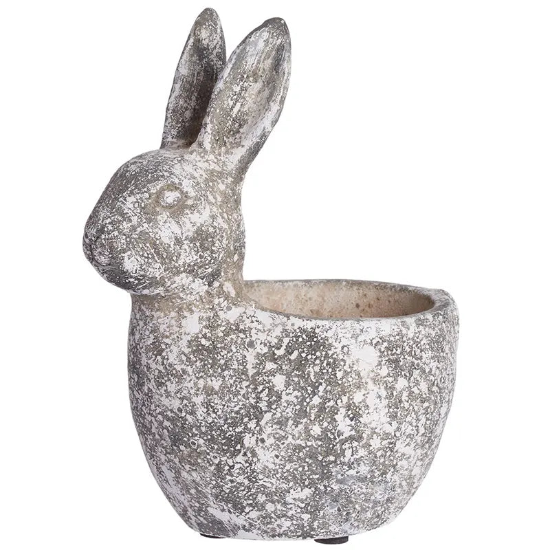 Maceta Conejo Color Gris - Blanco De 22 Cm