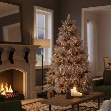 Set Decorativo - ARBOL PALISADES BLANCO DORADO CHAMPAGNE