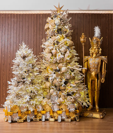 Set Decorativo - ARBOL PALISADES BLANCO DORADO CHAMPAGNE GEMAS
