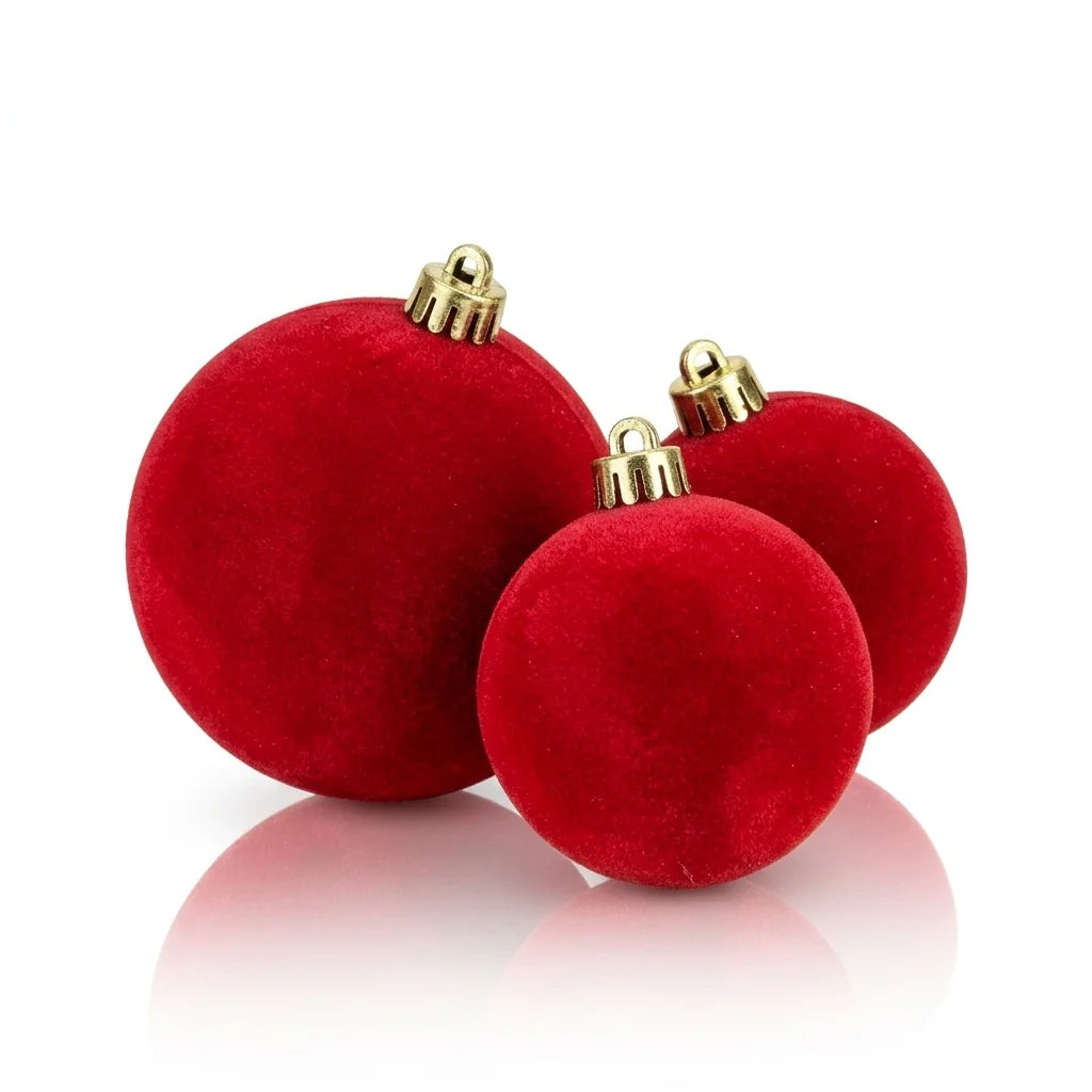 Bambalina Flocada - Set 3 color rojo de  12 x  0 x 0 x 0 cm