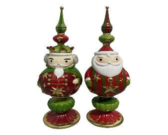 Finial Santa Color Rojo - Dorado - Verde De 34 Cm