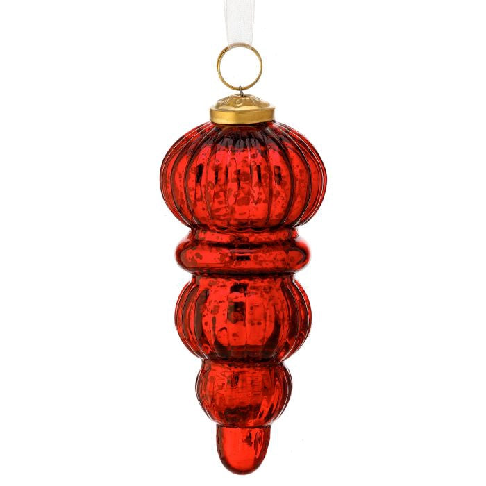 Ornamento Estriado Color Rojo De 15 Cm