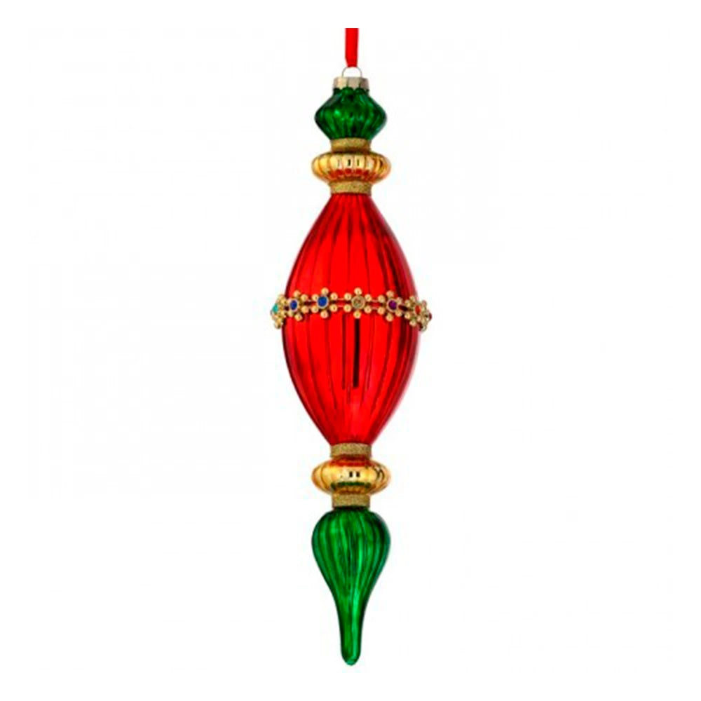 Finial Acanalado Color Rojo - Dorado - Verde De 34 Cm