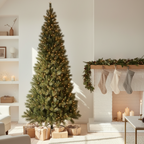 Árbol de Navidad Delgado Slim Bélgico con Luces LED | Arbolito Navideño Angosto Iluminado
