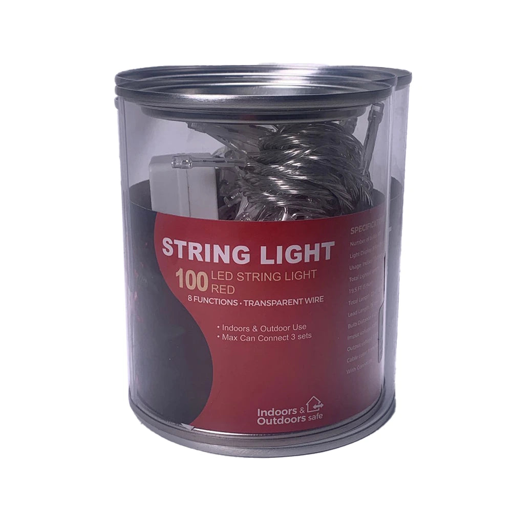 Luces Led Rojo Cable Transparente De 8 Fun Color Rojo De 6.84 Mt