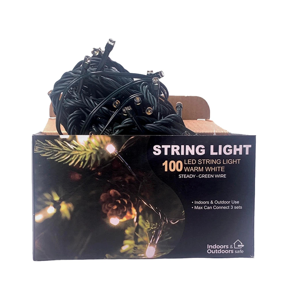 Box Luces Led Cálido Fijas  Cable Verde