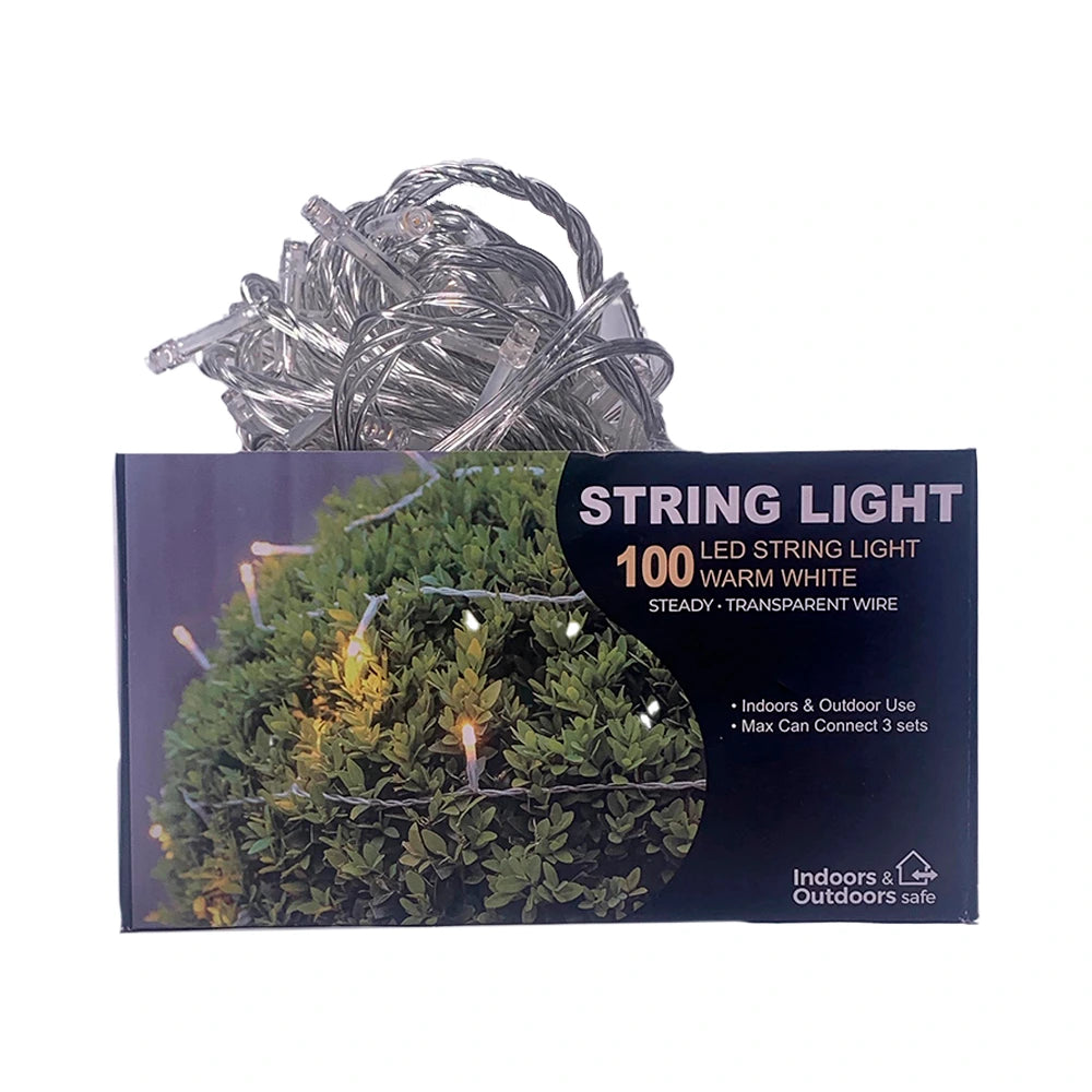 Box Luces Led Calida Fijas Cable Transparente