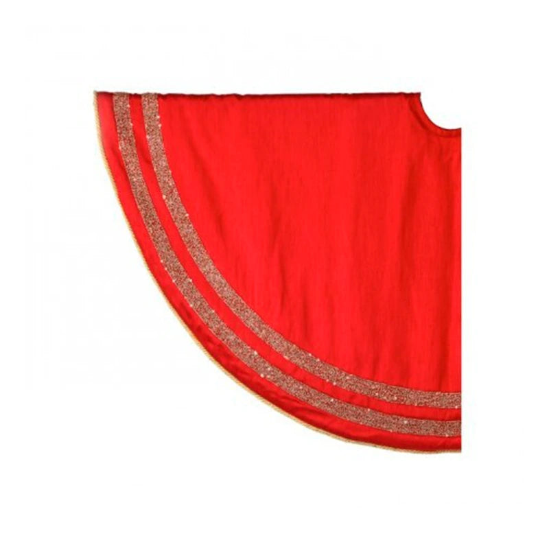 Pie De Árbol Borde Brillante Color Rojo - Plateado De 122 Cm
