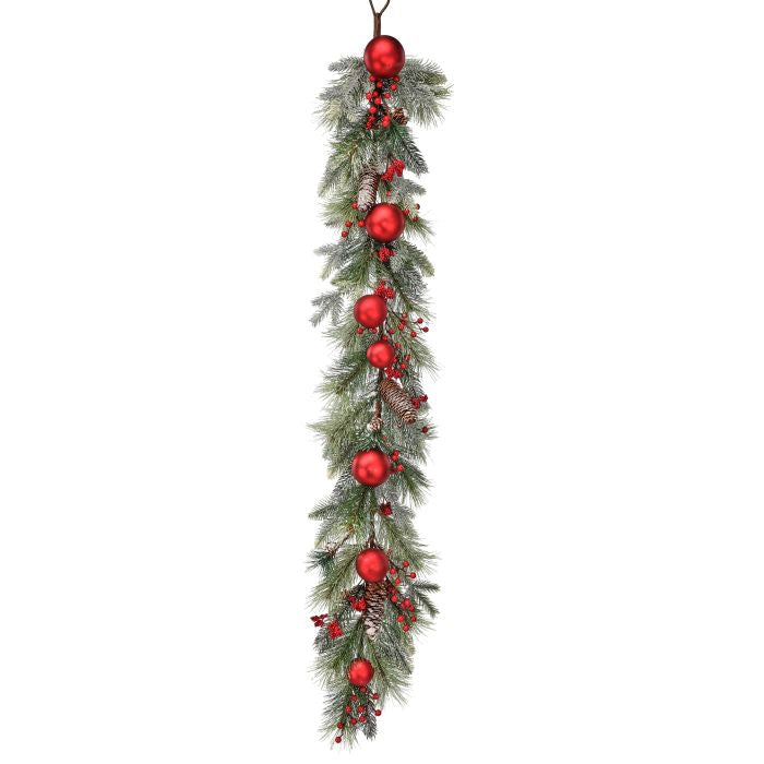 Guirnalda Cherry Color Verde - Rojo De 121 Cm