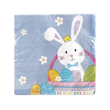 Servilletas Lunch Conejo Cesta Color Azul Cielo De 32.7cm