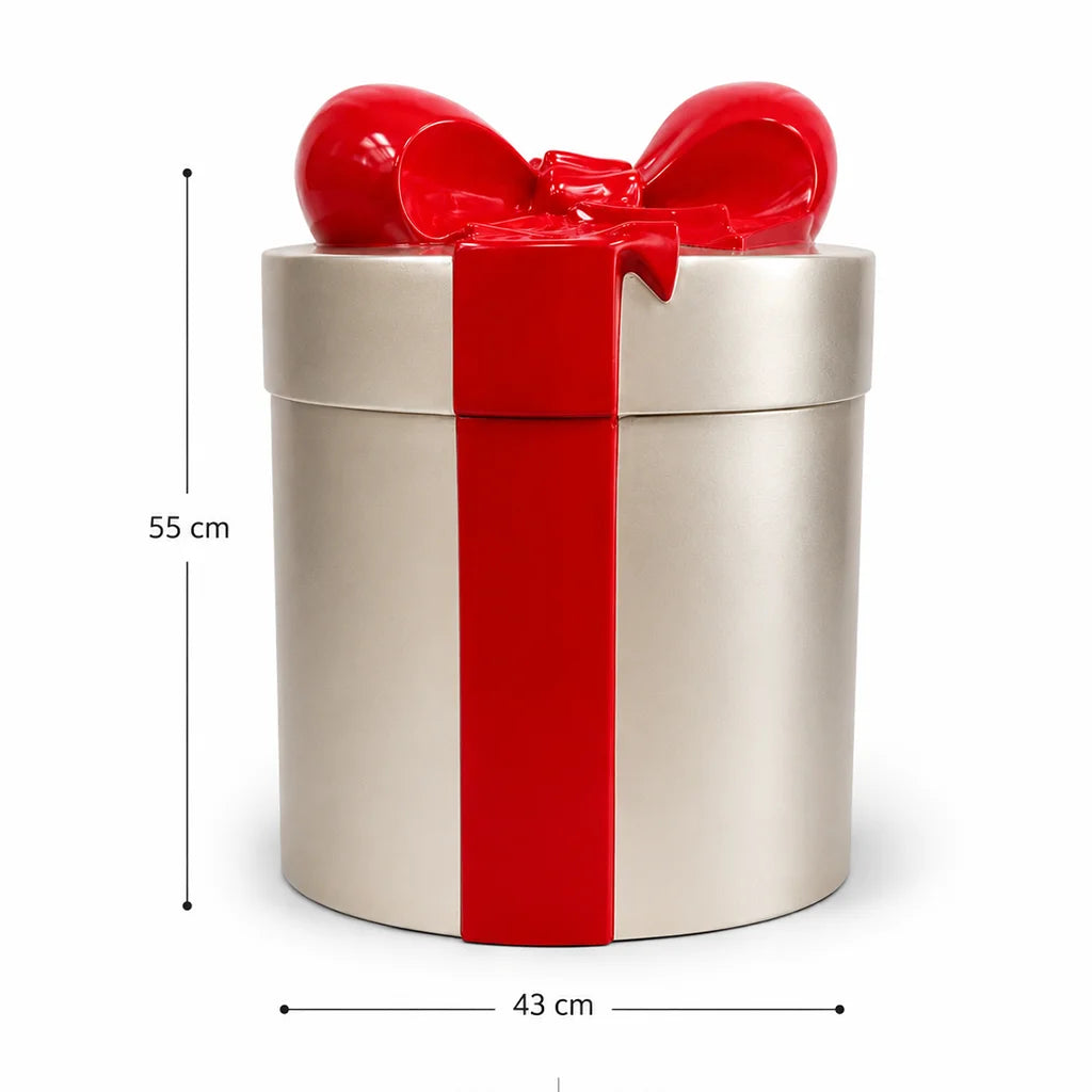 Caja de Regalo Cilíndrica Navideña Decorativa 55cm