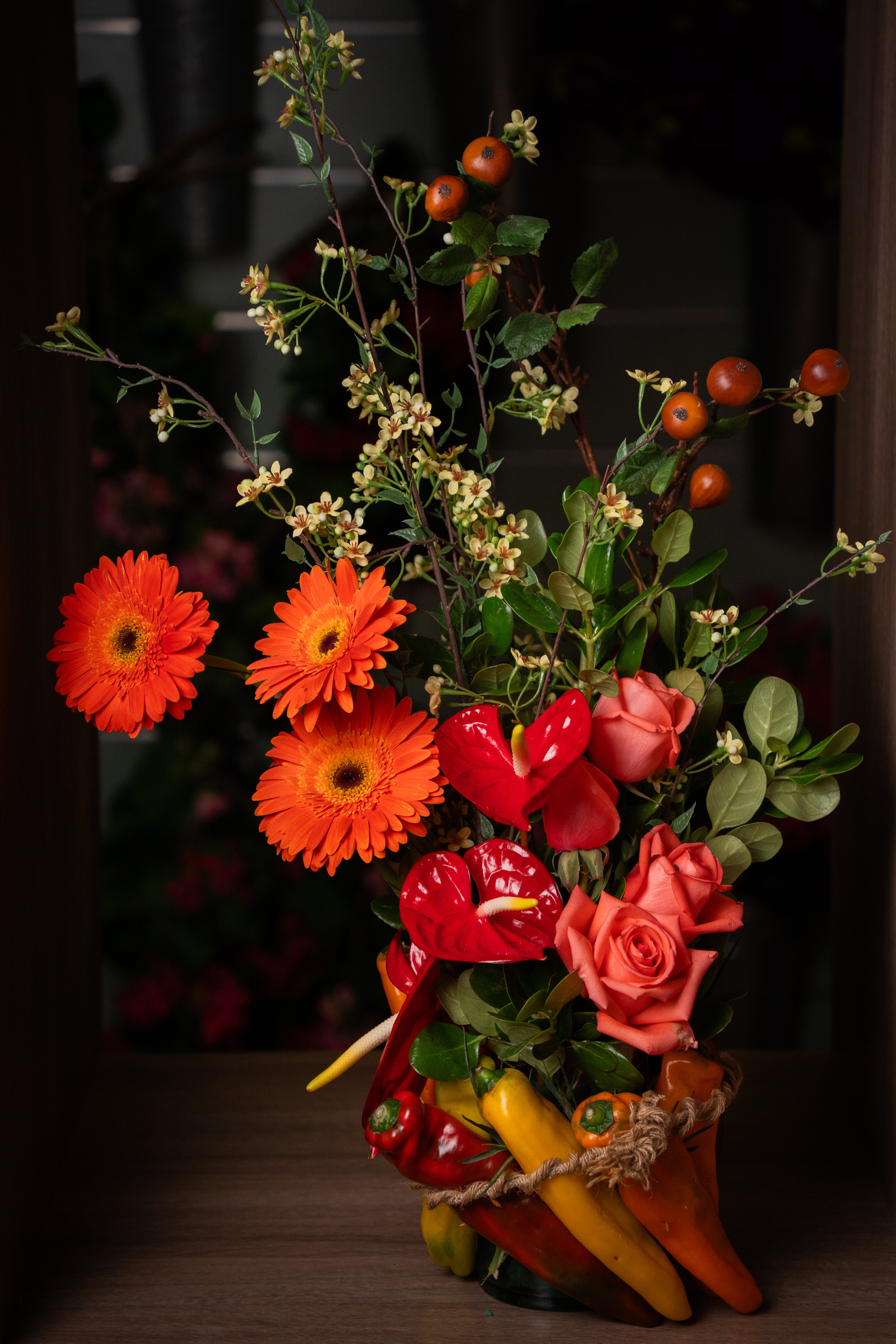 Fresh (Anturios, Rosas, Gerberas y Pimientos)