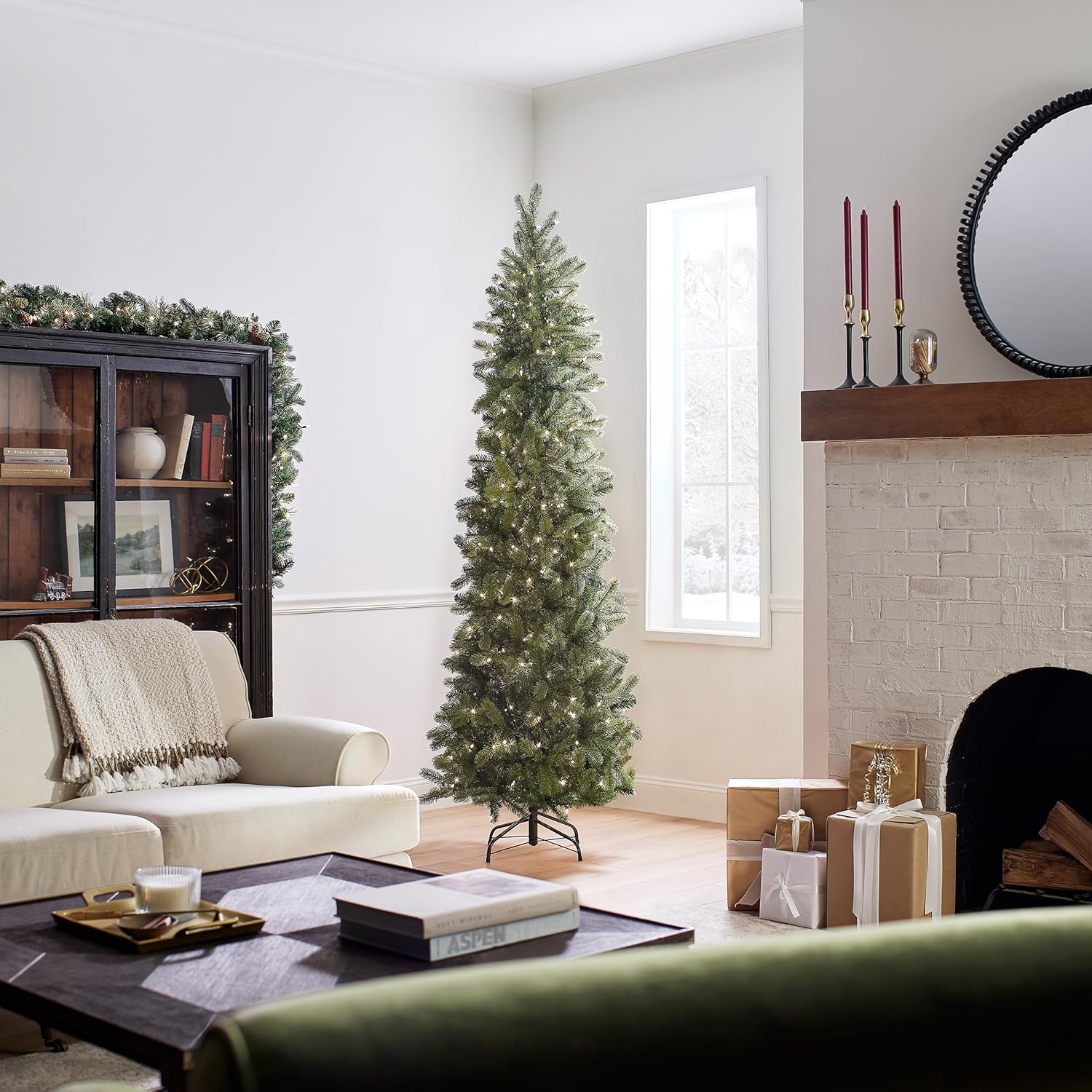 Árbol de Navidad Slim con Luces Cálidas LED 366cm