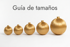 Composición de bambalinas doradas con el título Guía de tamaños