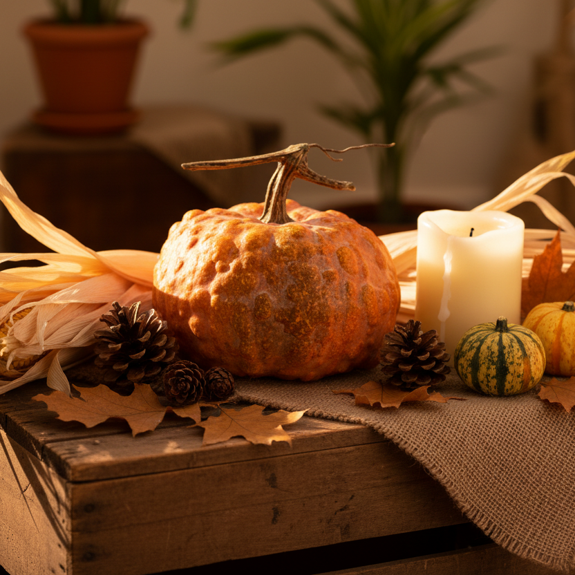 Decoración rústica otoñal calabaza híbrida verrugosa naranja 21cm Halloween Acción de Gracias Caracas Venezuela
