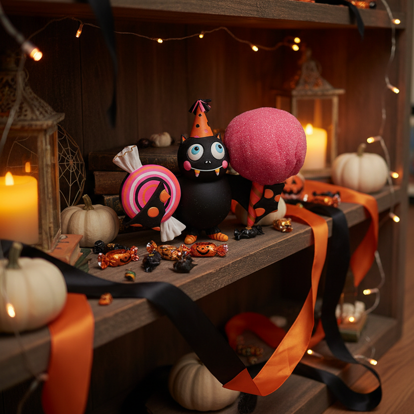 Decoración Halloween escritorio con figura murciélago candy resina 28cm Caracas Venezuela