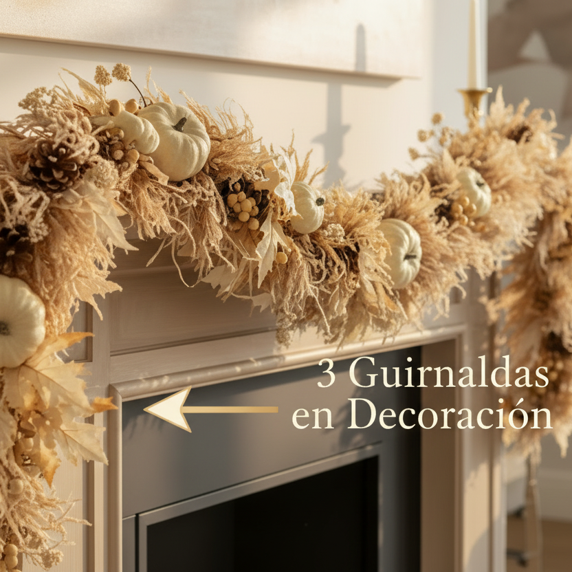 Guirnalda decorativa otoñal beige 122cm chimenea Acción de Gracias Thanksgiving Caracas Venezuela