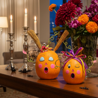 Decoración Halloween calabaza resina whimsical 39cm centro de mesa sala Caracas Venezuela