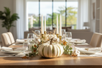 Decoración otoñal sofisticada calabaza látex crema verde plana Jarrahdale Acción de Gracias Caracas Venezuela