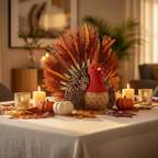 Centro de mesa Acción de Gracias figura pavo artesanal sisal 30cm protagonista absoluta Thanksgiving Caracas Venezuela