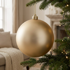 Bambalina mate champagne grande de 25 cm ambientada en árbol de Navidad
