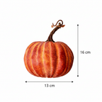 Medidas calabaza decorativa plástico naranja terracota 13cm ancho 16cm alto cotas externas ficha técnica