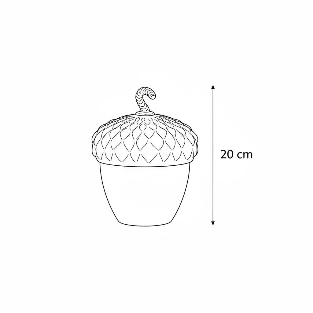 Medidas envase decorativo bellota con tapa 20cm alto total cotas externas ficha técnica