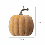 Medidas calabaza decorativa sintética naranja ámbar 15cm alto 15cm ancho cotas externas ficha técnica