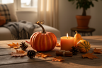Decoración otoñal calabaza plástico naranja terracota 13cm escala real Halloween Acción de Gracias Caracas Venezuela