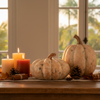 Decoración otoñal calabaza vintage crema achatada 25cm centro de mesa Halloween Acción de Gracias Caracas Venezuela