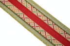 Zoom detalle cinta decorativa navideña zigzag diamante rojo crema verde oliva dorado alambrada 914cm