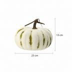 Medidas calabaza decorativa látex crema verde oliva plana 13cm alto 23cm ancho cotas externas ficha técnica