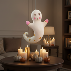 Decoración Halloween colgante fantasma kawaii crema dorado 60cm gran formato techo sala Caracas Venezuela
