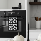 Decoración cocina Halloween con paño fantasmas negro blanco algodón Caracas Venezuela
