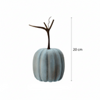 Medidas calabaza decorativa látex azul sage 20cm alto 20cm ancho cotas externas ficha técnica Acción de Gracias
