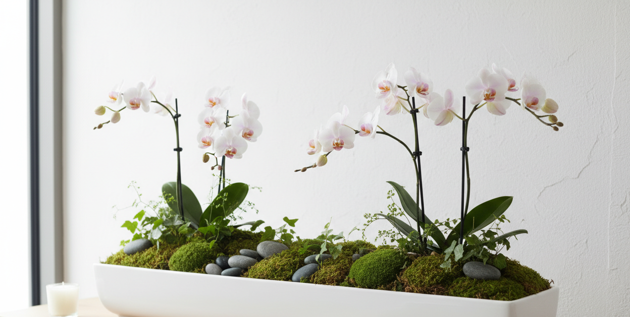 Mini jardín con orquídeas horizontal