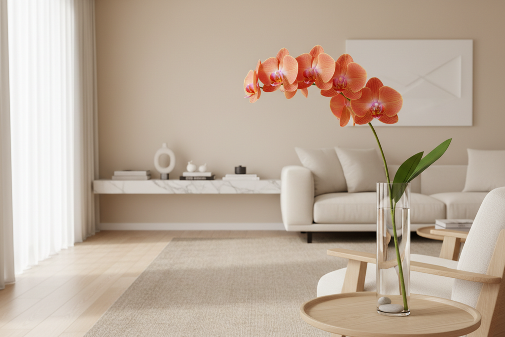 Orquídea en sala de estar moderna