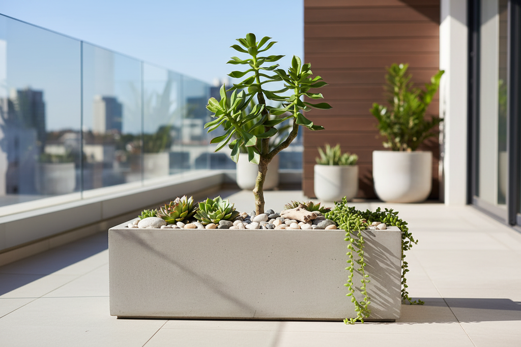 Suculenta Jade en jardinera